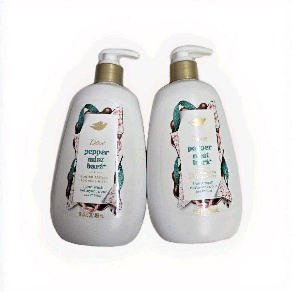 2x DOVE ~ Peppermint Bark Nourishing Hand Wash ~ Limited Edition 12 fl oz